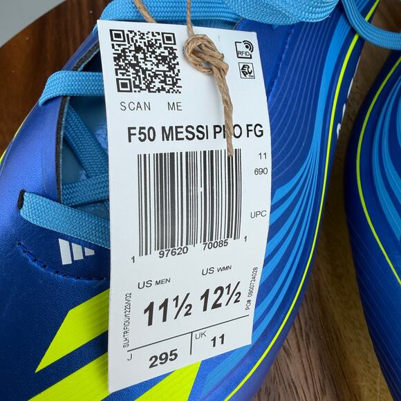 Adidas F50 Messi Pro FG Men\'s 11.5 Firm Ground Soccer Cleats JQ7953 Blue Solar